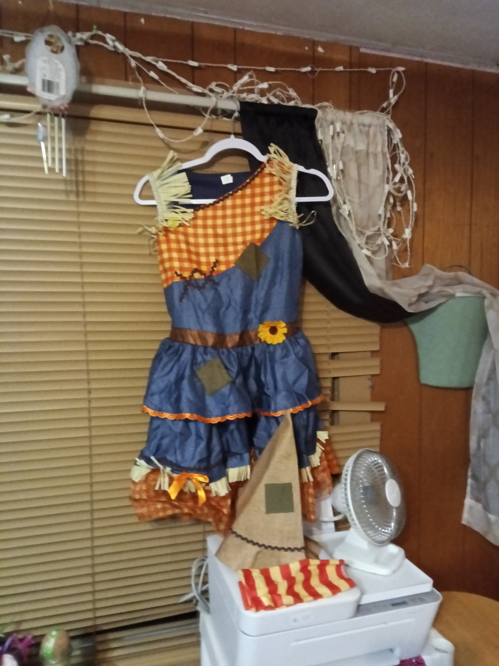 Girls' Orange and Blue Scarecrow Costume Dress - Classic Fall Outfit